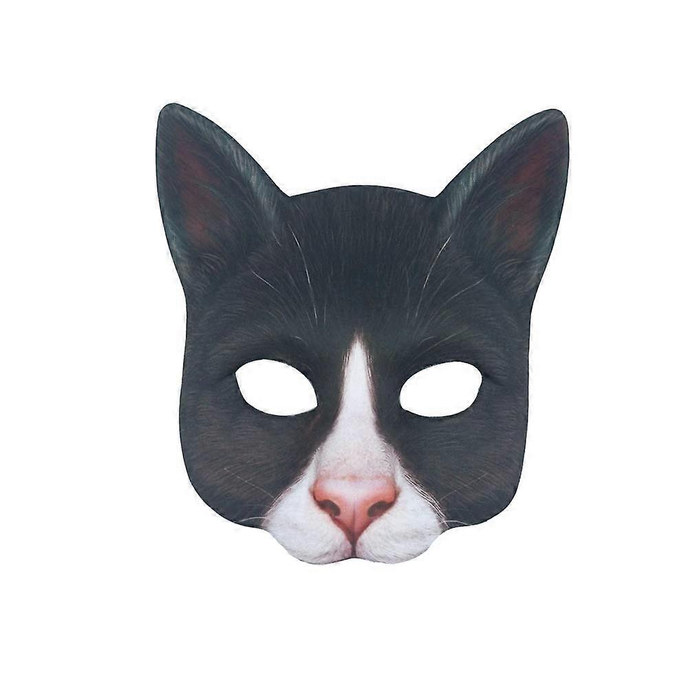 Realistic Cat Mask for Halloween Costume, Christmas Party Accessory, Adult Size, Durable Material, Black and White Design