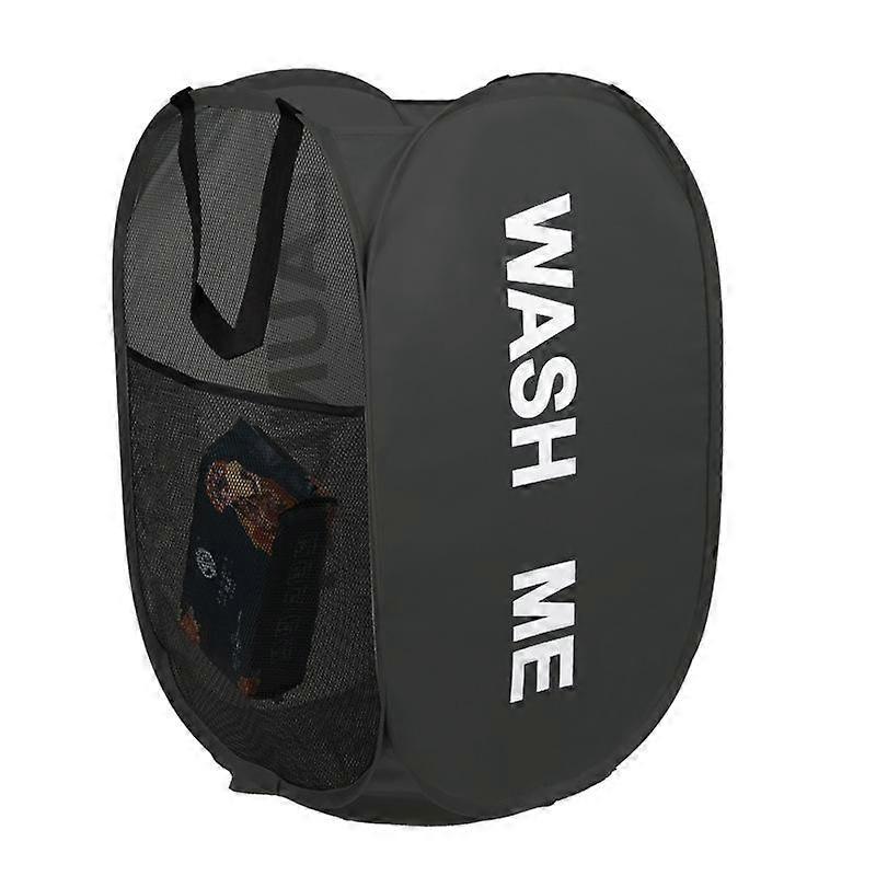 Portable Mesh Pop Up Laundry Hamper Wide Opening Breathable Collapsible Space-Saving Laundry Basket Dorm Travel Bathroom Items