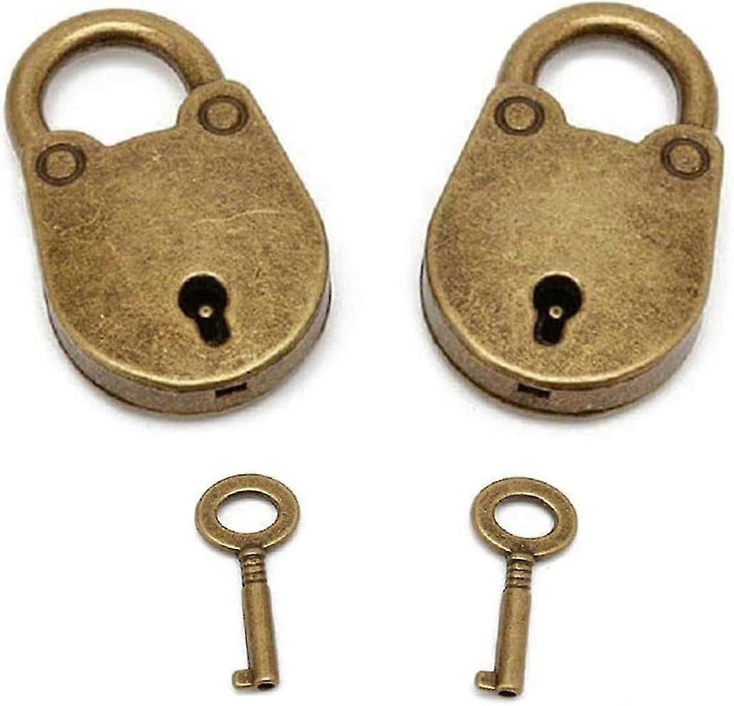 Set of 2 Vintage Antique Style Keyed Mini Padlock with Bronze Key (Bear)
