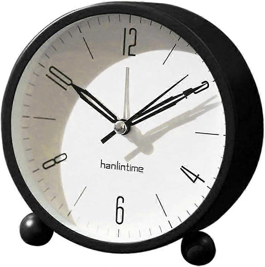 Alarm Clock 4 inch Round Silent Analog Snooze Alarm Clock Non Ticking,with Night Light, Battery Powered Silent Alarm Clock, Bedside/Desk Alarm Clock -