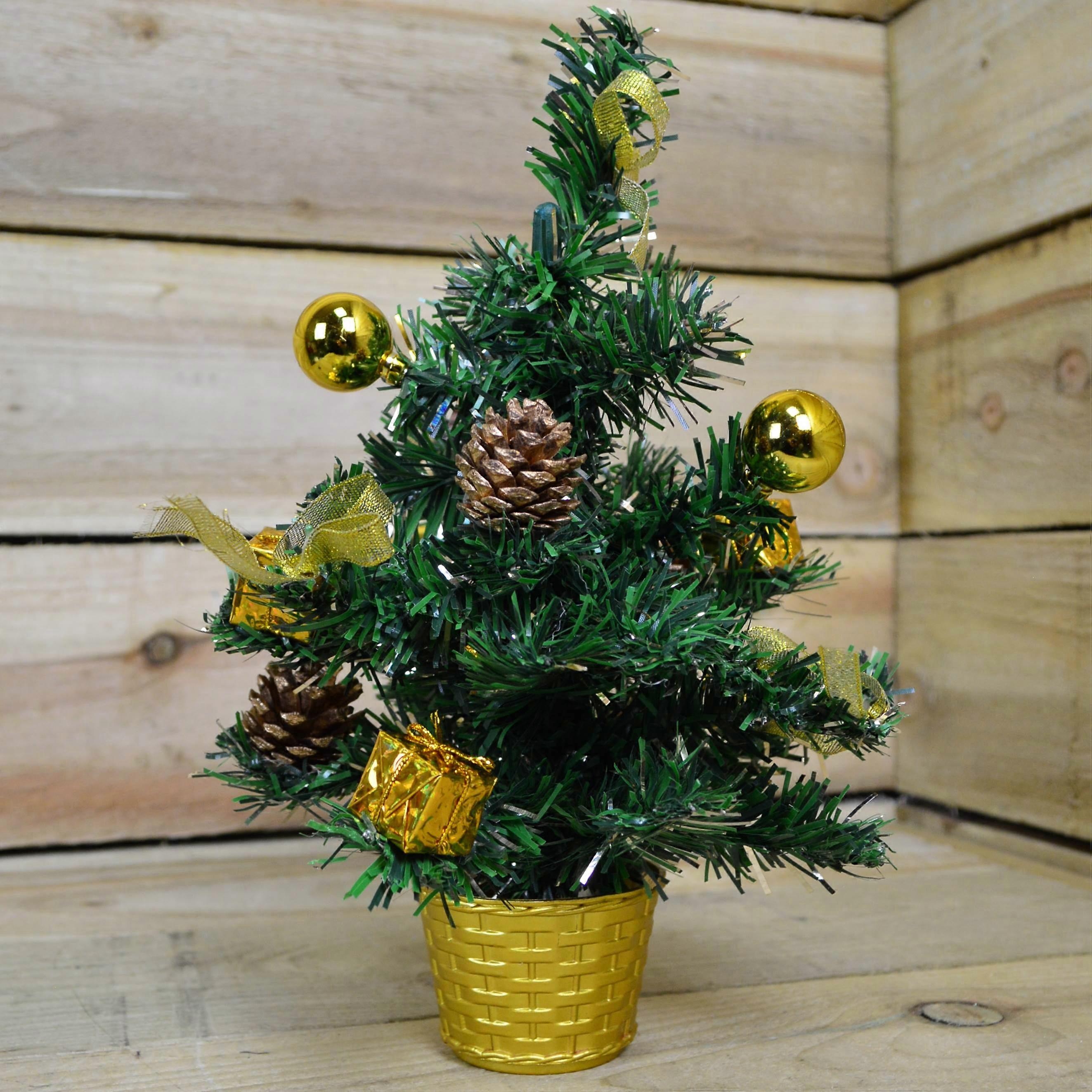 30Cm Gold Dressed Premier Green Table Top Christmas Tree
