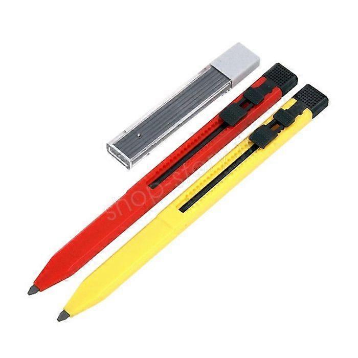 Construction Mechanical Pencil - Noname - Construction Pencil - Integrated Sharpener - 12 Refills - Yellow/Red