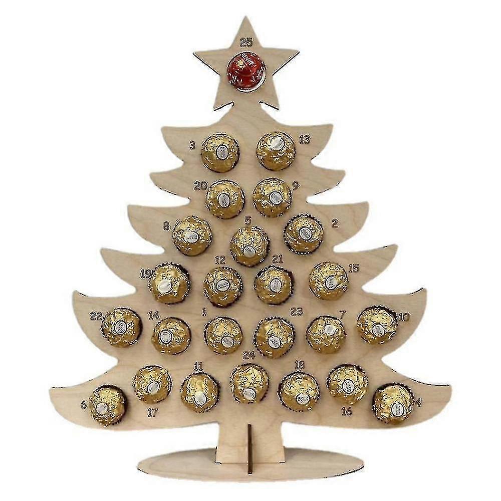 Christmas Wooden Advent Calendar Chocolate Holder Countdown Calendar Decorative SX