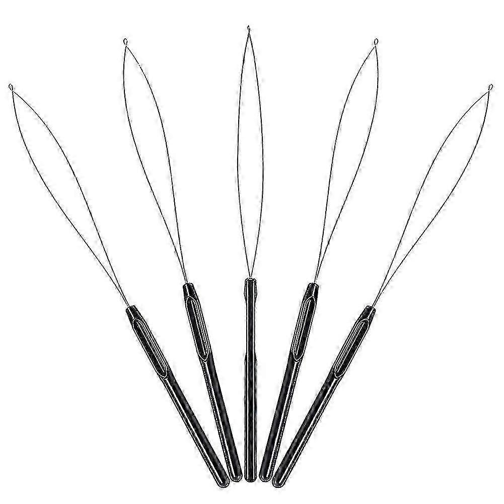 10pcs Hair Extension Loop Threader Hook Tool e Bead Tool Black Loop Threader per Hair Extension O