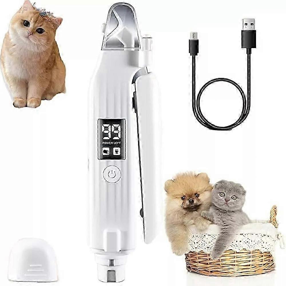 WhisperTrimペットネイルトリマー、ポータブル2in1犬猫電動ネイルクリッパーライト付き