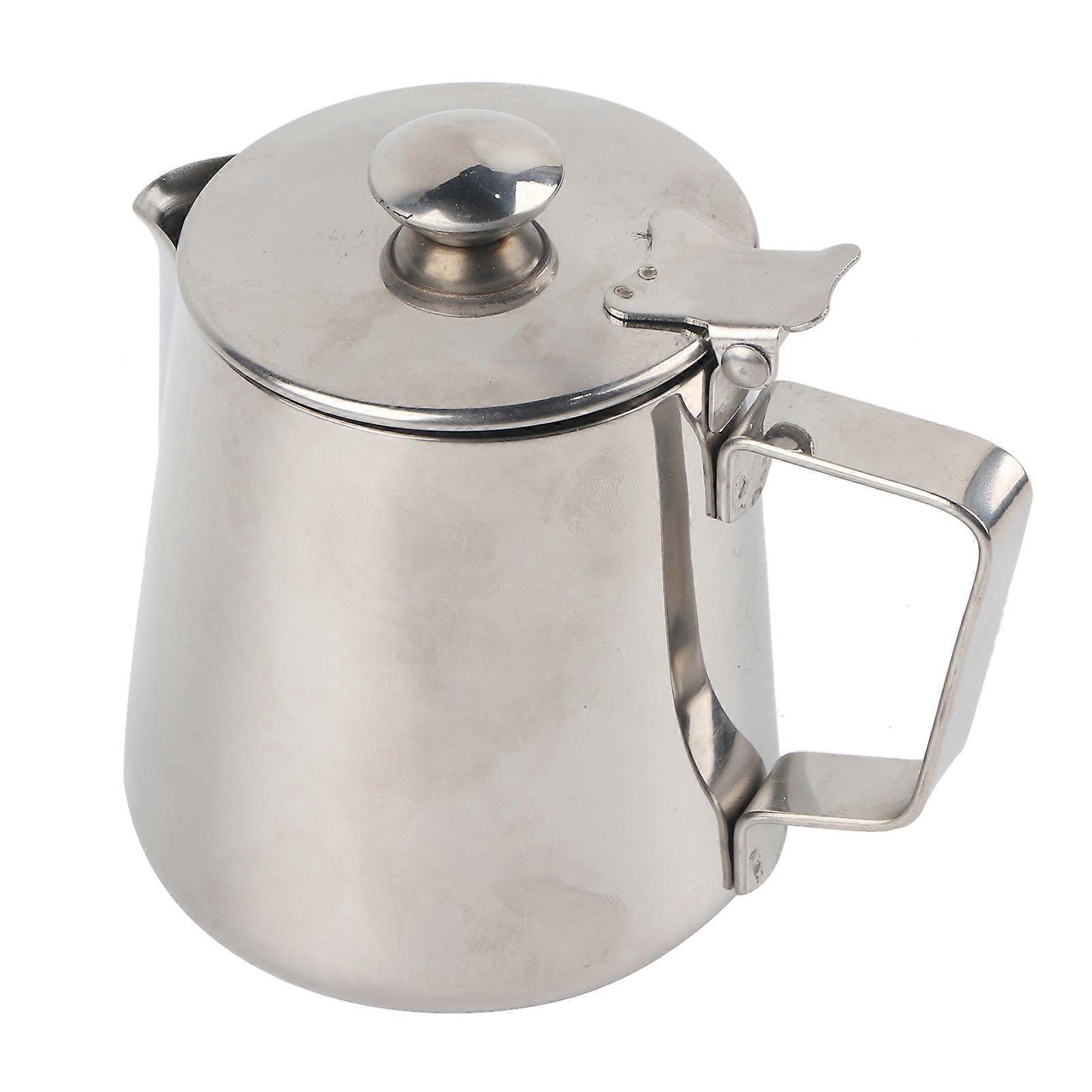 Stainless Steel Milk Frothing Pitcher With Lid For Latte Art