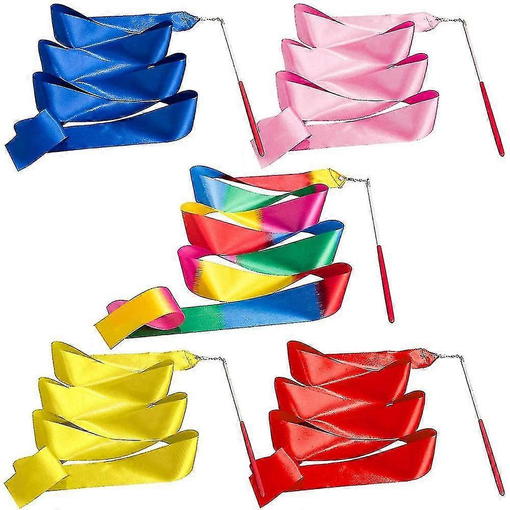 5 Pcs 2m Artistic Streamer Rhymic Gymnastics Ribbon Wands Kids' Gymnastics Ribbon Wands, Rhythmic Gymnastics Ribbon