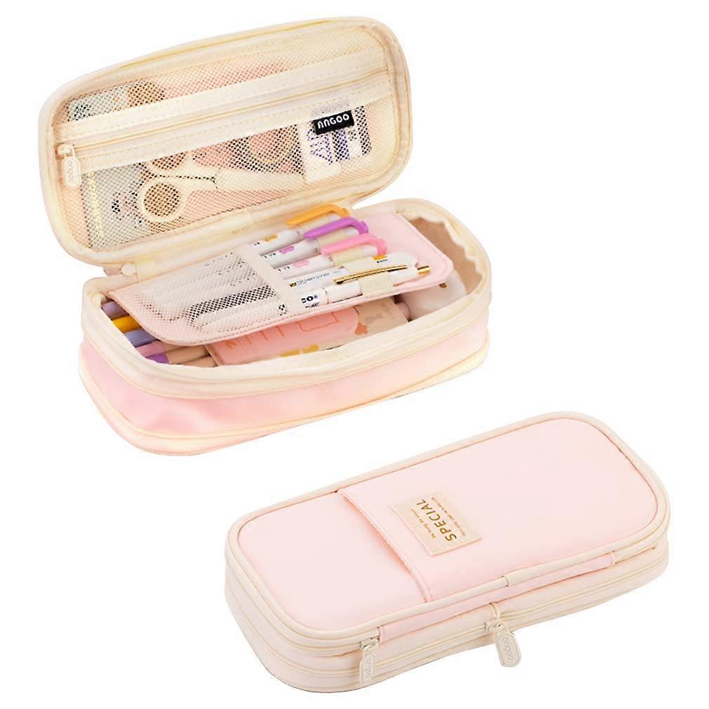 Foldable Zipper Canvas Pencil Case with Large Capacity for School Supplies and Makeup, Aesthetic Design, Multiple Colors