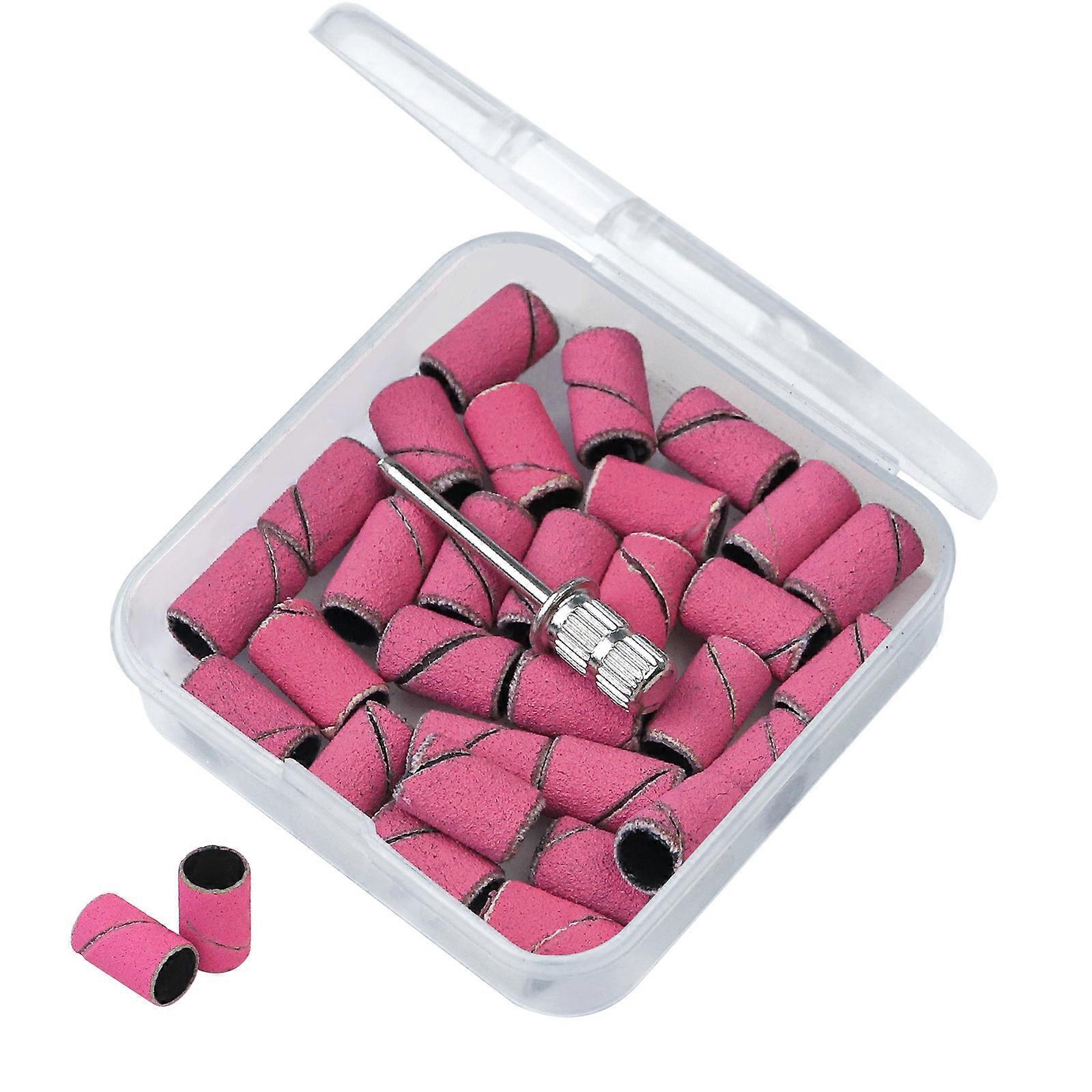 Pack of 30 Sanding Cap Bands For Electric Manicure Machine Nail Drill Grinding Bit Files Pedicure Tool Set Multicolor