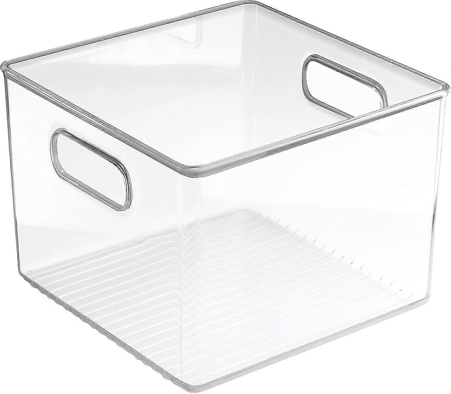 storage box with integrated handles - stackable plastic box for the office - transparent