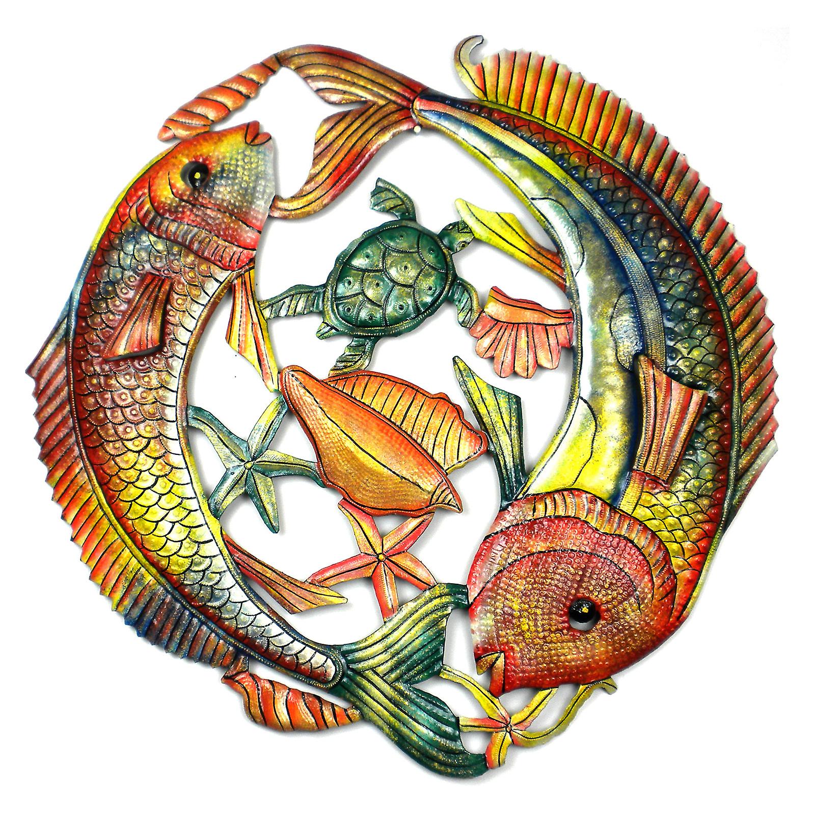 24 inch Painted Two Fish Jumping Croix des Bouquets