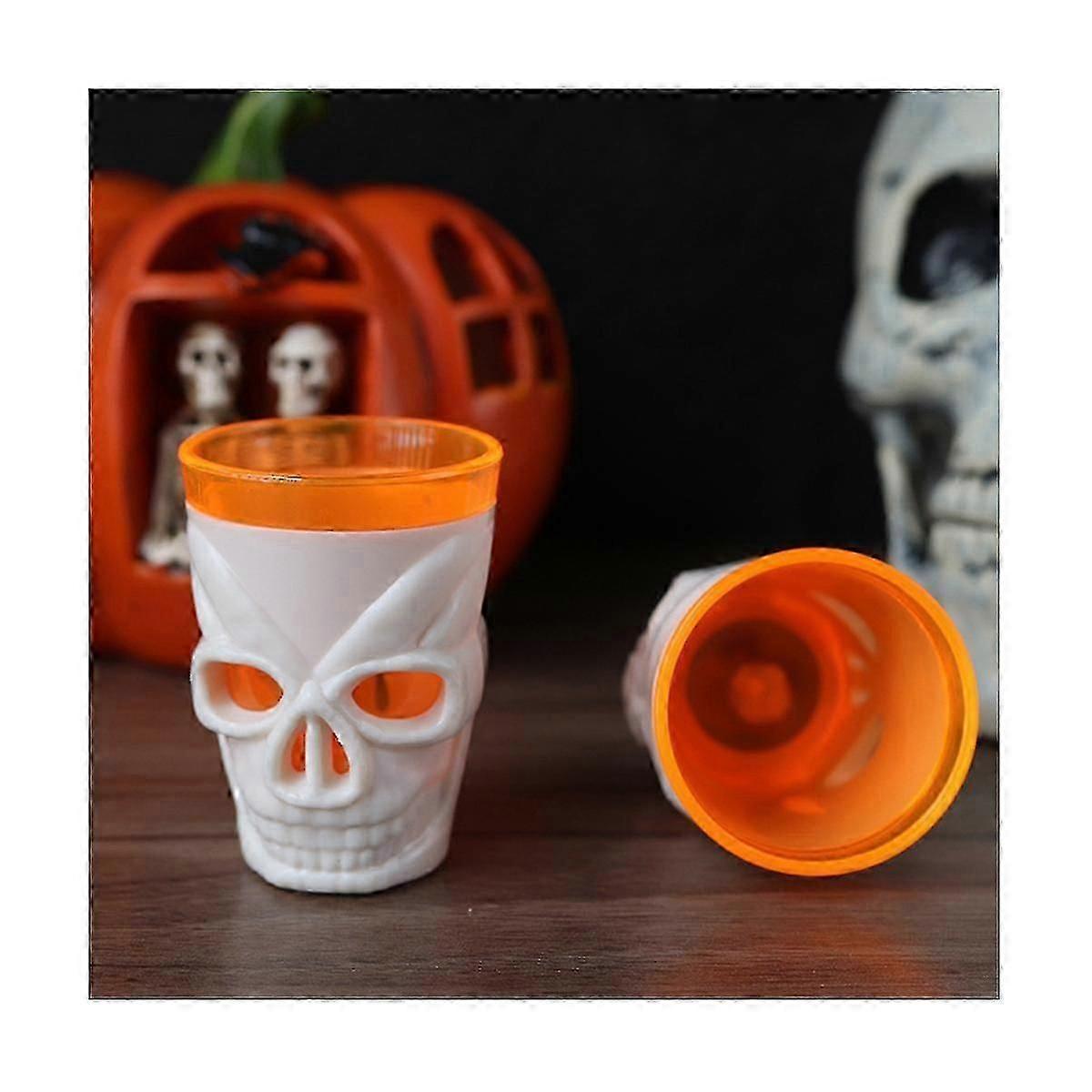 12 Pcs/Set Halloween Luminous Wine Glass Atmosphere Props Horror Skeleton Wine Glass LED Electronic