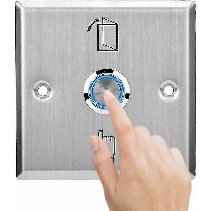 Push Door Exit Button,Stainless Steel Door Release Switch with Indicator Light Emergency Release Button for Door Access Control System, No Wire