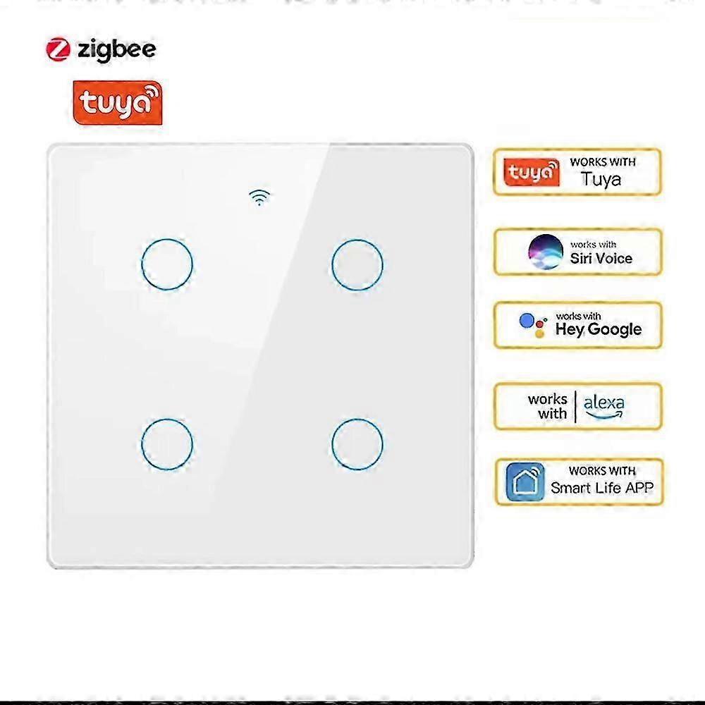 4/6/ Gang Tuya Smart Zigbee  Brazil Wall Light Switch Touch Panel Sensor Smart Home Interruptor Work with Alexa Google Home