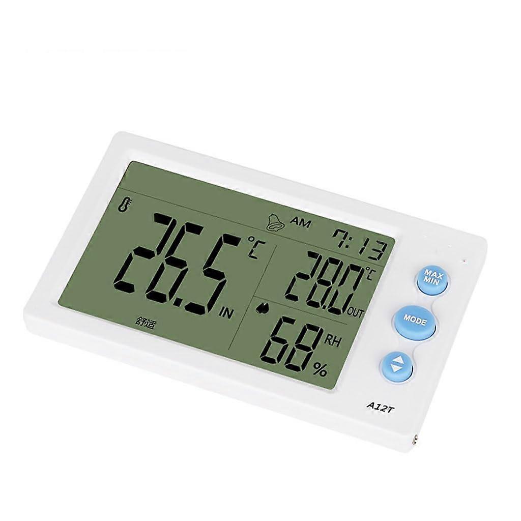 Large Screen Digital Indoor Thermo-Hygrometer with Accurate Temperature and Humidity Display, Modern Design, Black Finish
