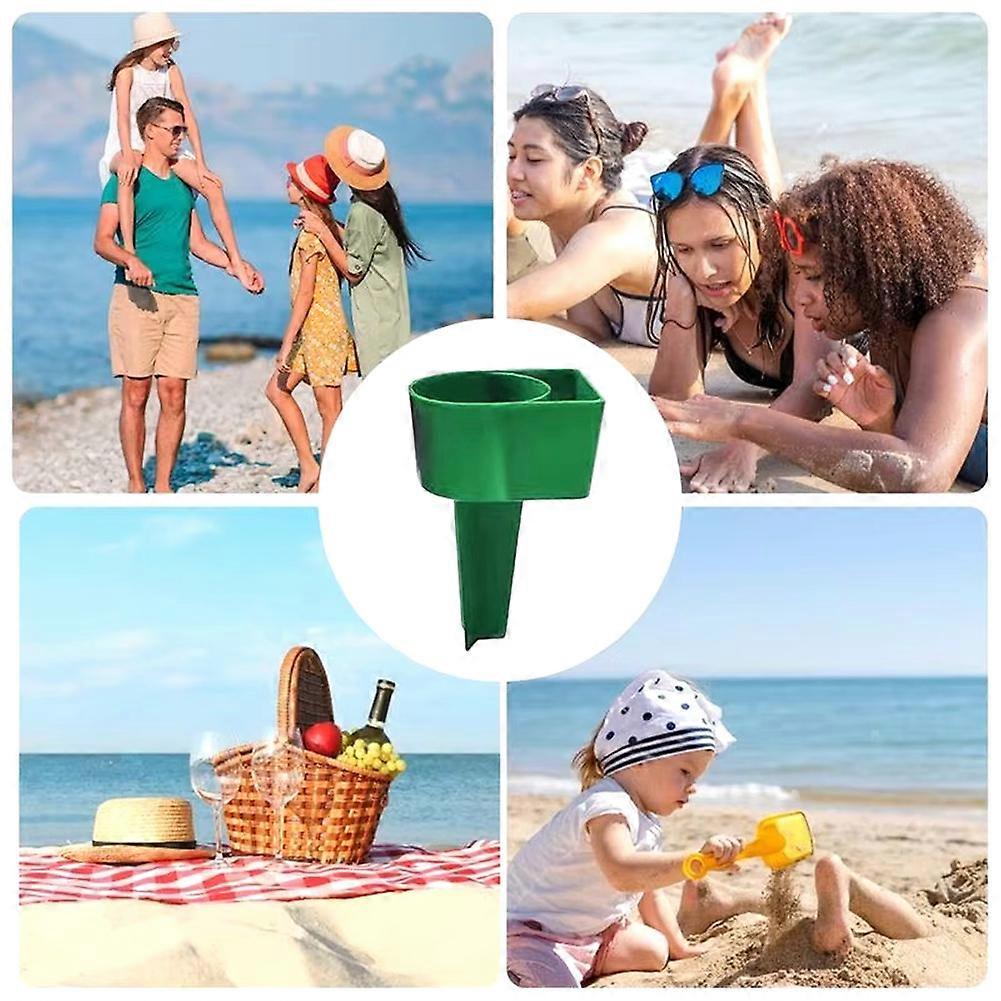 Reusable Beach Drink Holders Stable Beach Sand Coasters Green