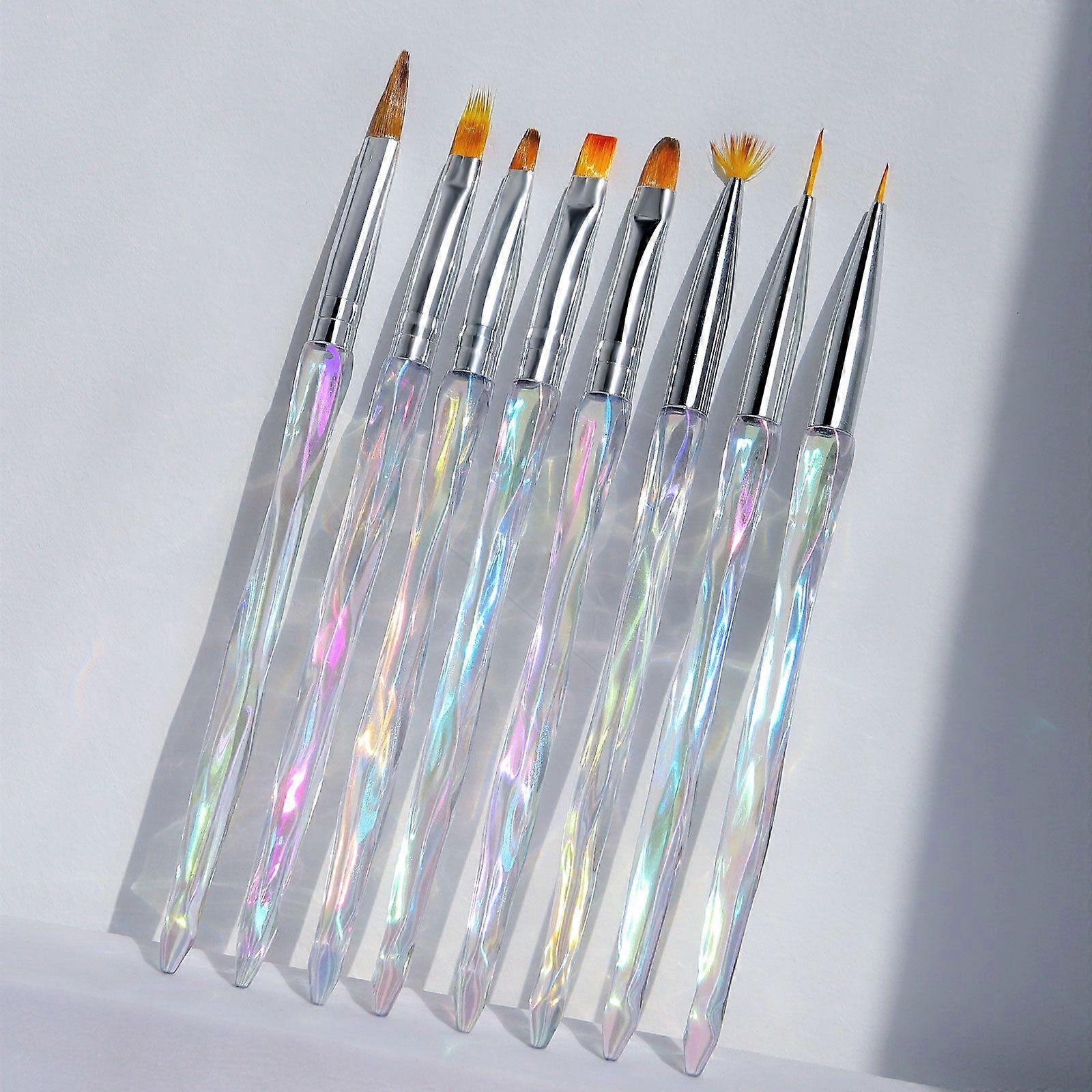 Gradient Acrylic Nail Brush Set with Halado Dye Tool Phototherapy Set of 8 Pieces for Nail Design