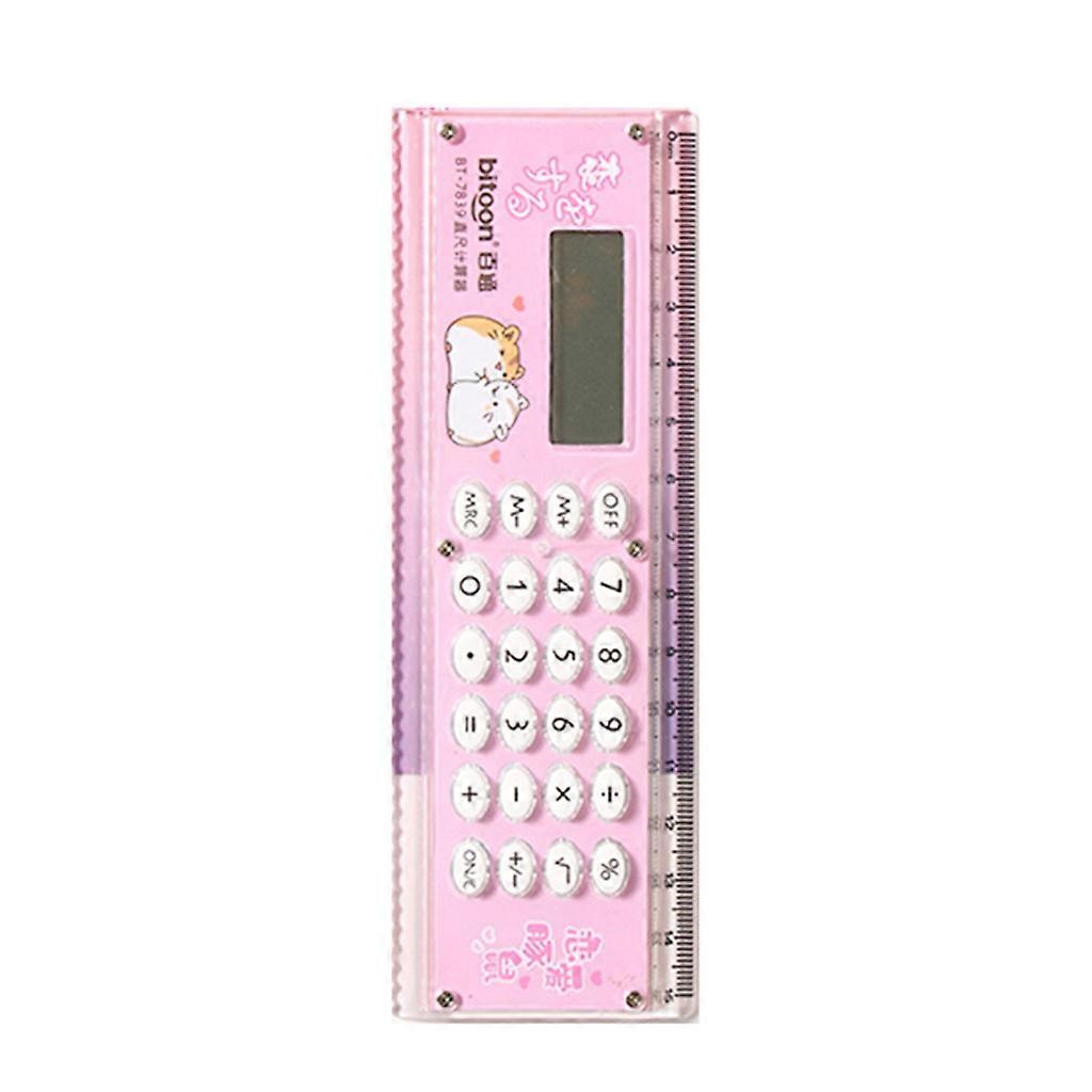 for Creative Calculator Ruler 8 Digit Large LED Display Portable Multi-purpose Ruler with Digital Calculator for Student Pink