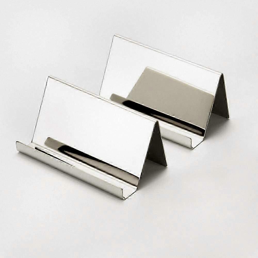 Stainless Steel Business Card Holder Set of 2 for Office Desk, Collectible & Display.