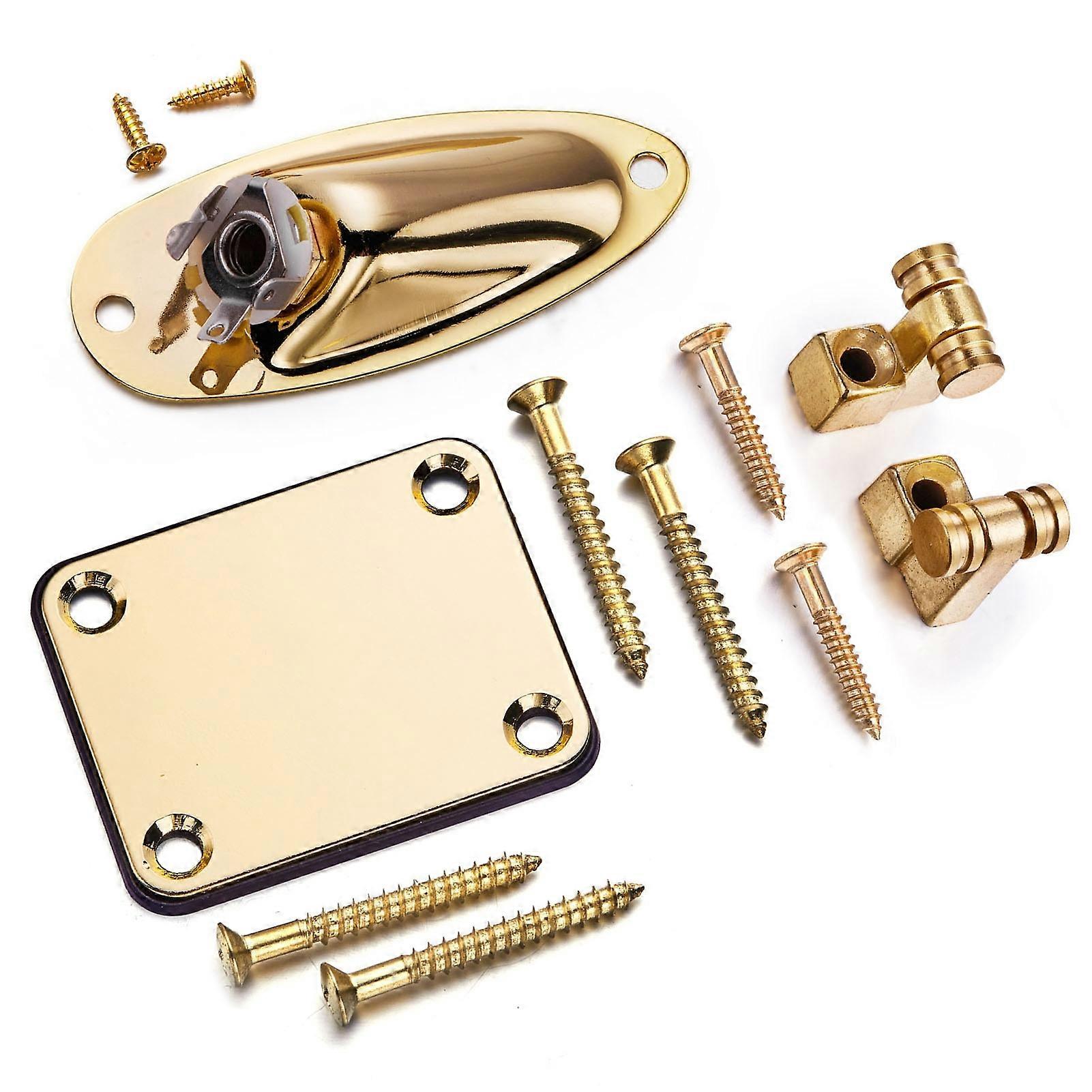 Guitar String Tree Retainer Set Guitar Loaded Socket Plate with Screws for Replacement Gold