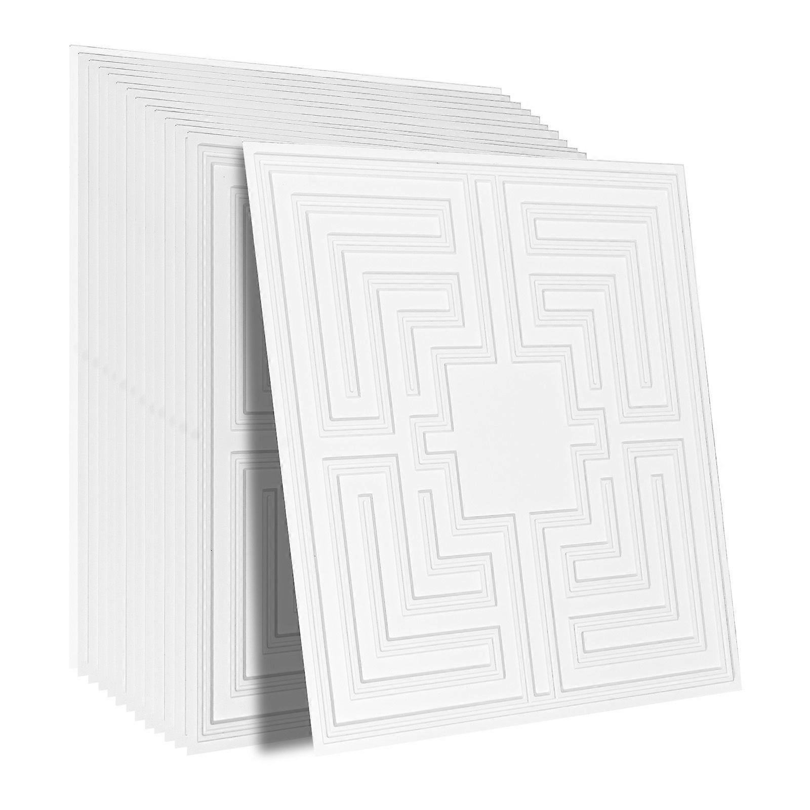 Płyty sufitowe, 12-pak 24 x 24 cale, płyty sufitowe podwieszane Premium PVC Sheet, pokrycie sufitu do dekoracji domu / biura, biały wzór echa