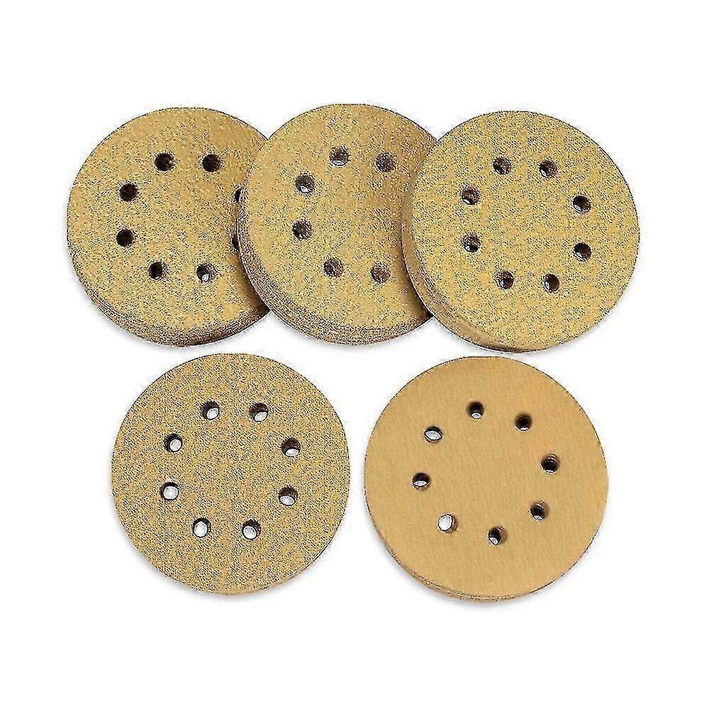 100 Pack Sanding Discs, 125mm With Hook And Loop 60 80 120 150 220 Grit 8 Holes Assorted For Random Orbital Sander