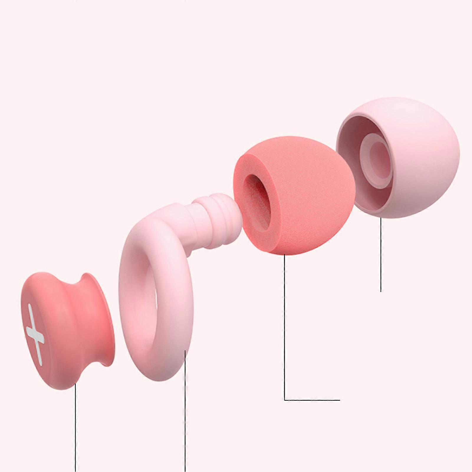 Reusable Silicone Noise Cancelling Earplugs with Storage Box Pink