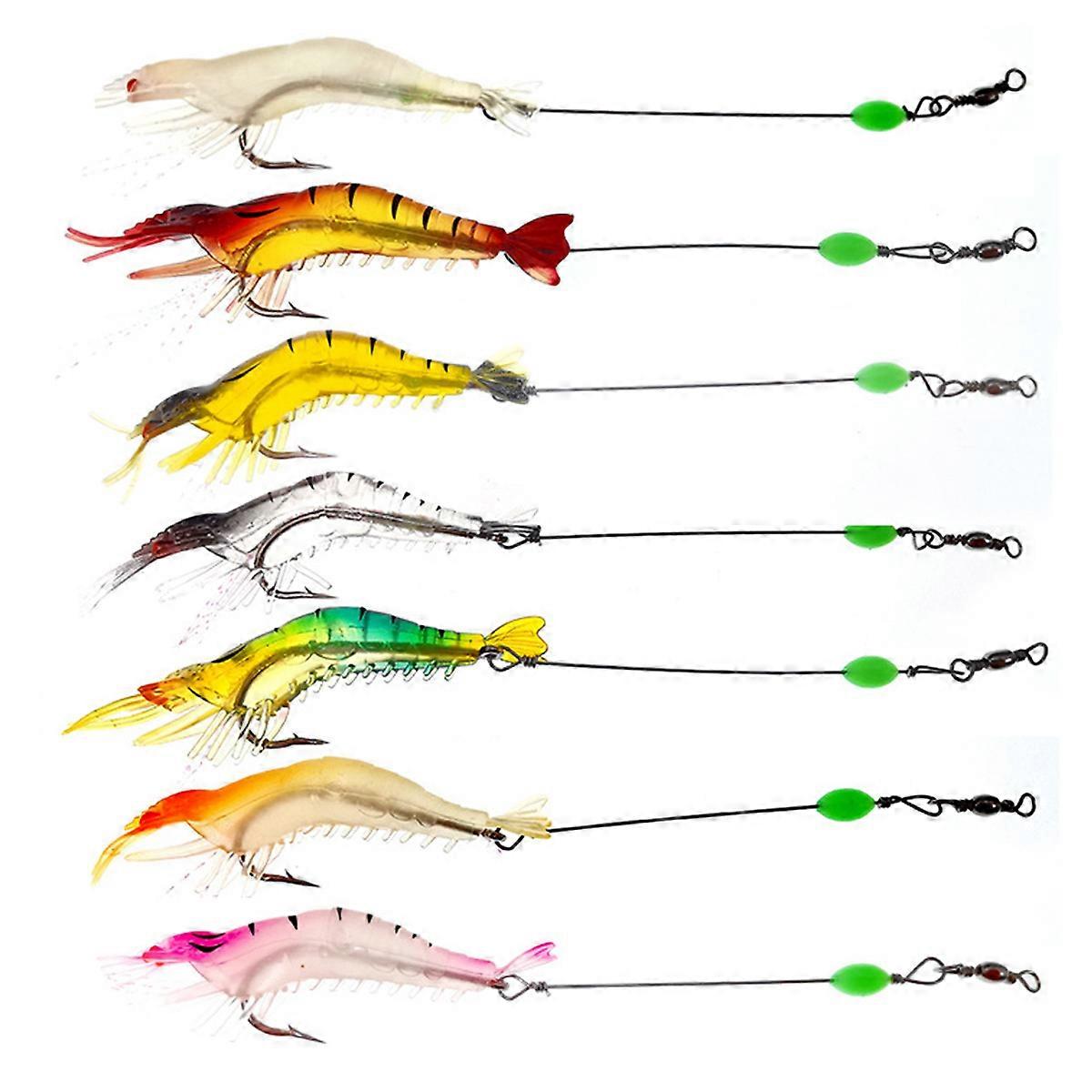 Silicone Shrimp Fishing Simulation Noctilucent Soft Prawn Lure Hooks Bait