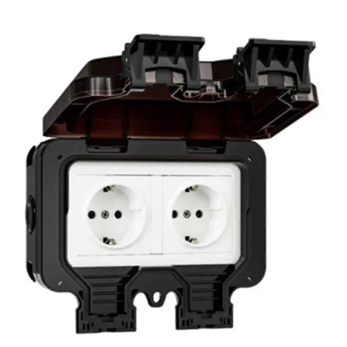 IP66 Waterproof Socket 220V Black Wall Plug Power with BuiltIn Switch Electrical EU Home Appliance