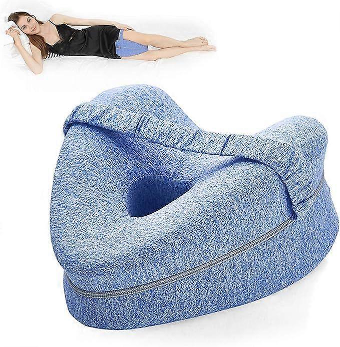 Leg pillow | Ergonomic side sleeper pillow | Memory foam knee pillow for side sleepers (with straps) | Leg support cushion with removable and washable