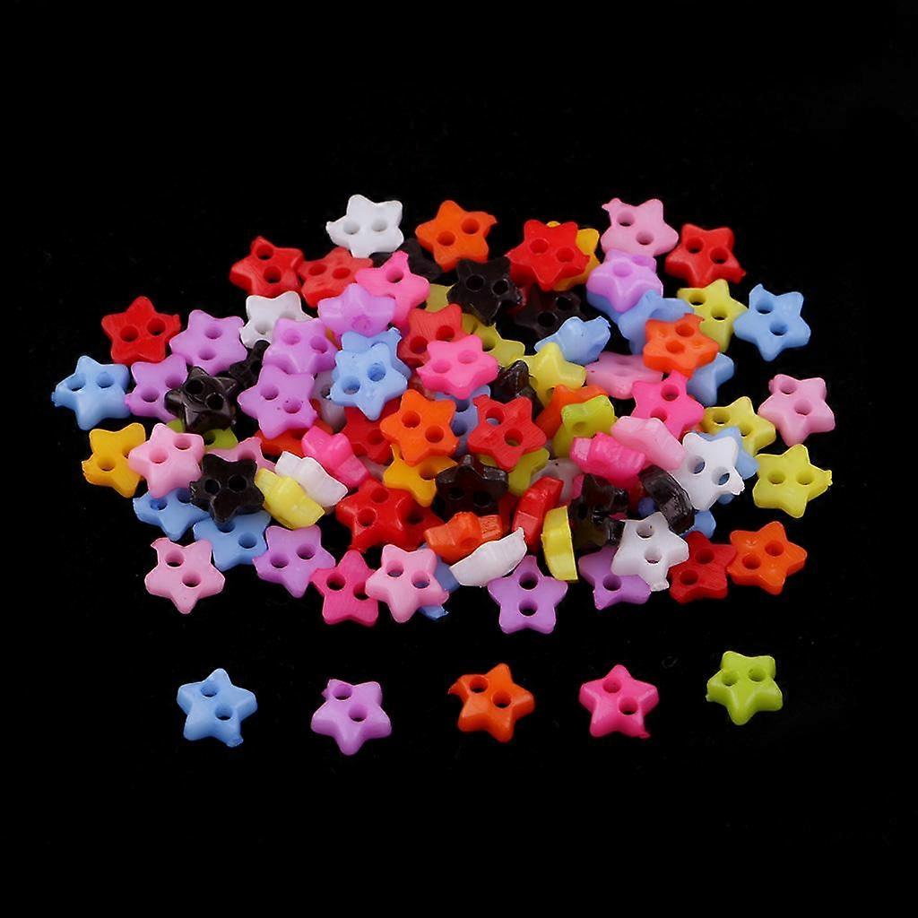 100pcs Colorful Mini Resin Buttons for Sewing Scrapbooking 56mm Star