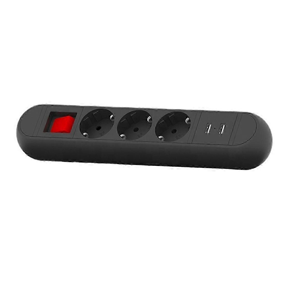 Desk Clamp Power Strip Smart USB Charge with 3 AC Outlets 2 USB Ports 2M Extension Cord for Office