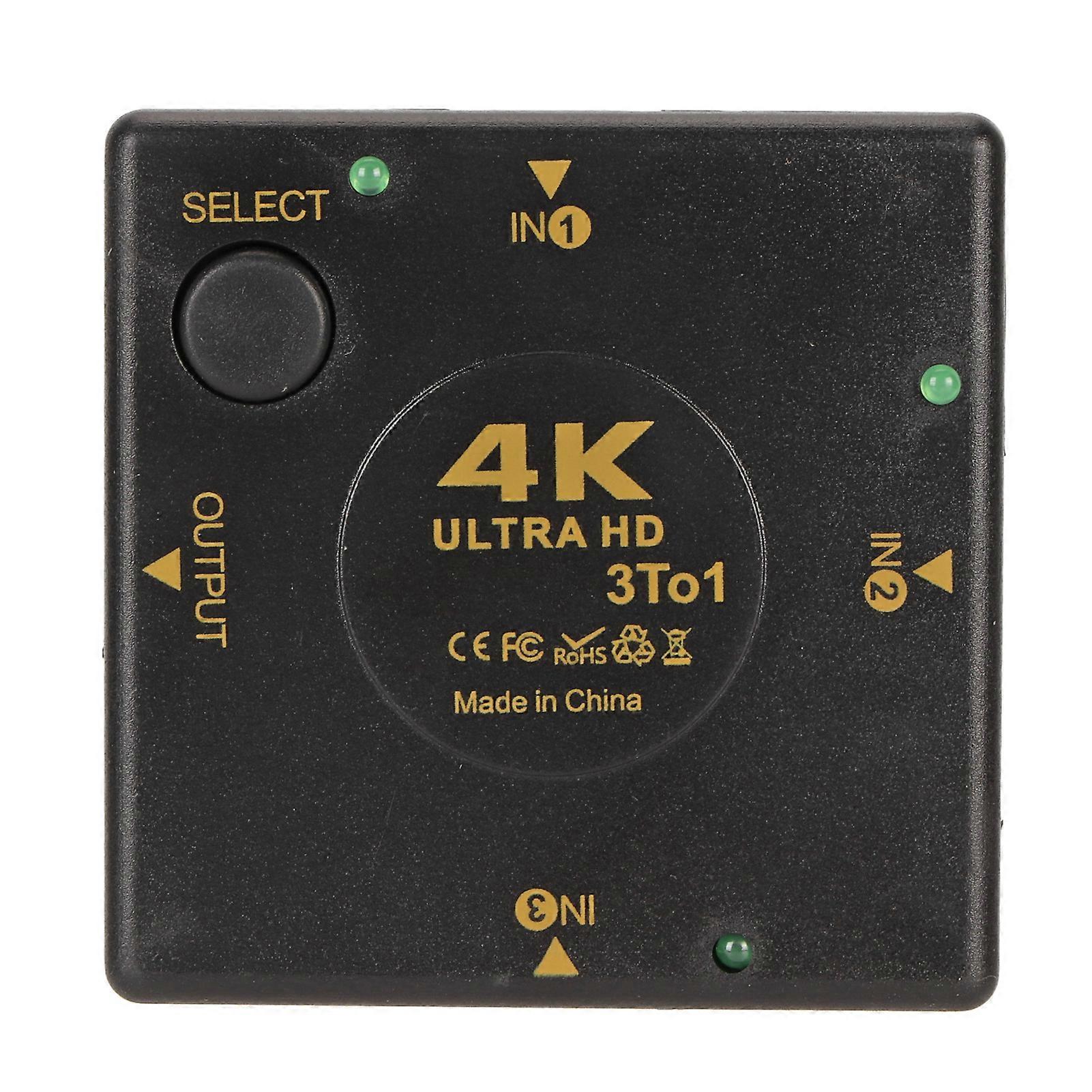 HD Multimedia Interface Switch 3 in 1 Out 4K Support 3D Video Switcher Selector for PC Game Console TV Projector