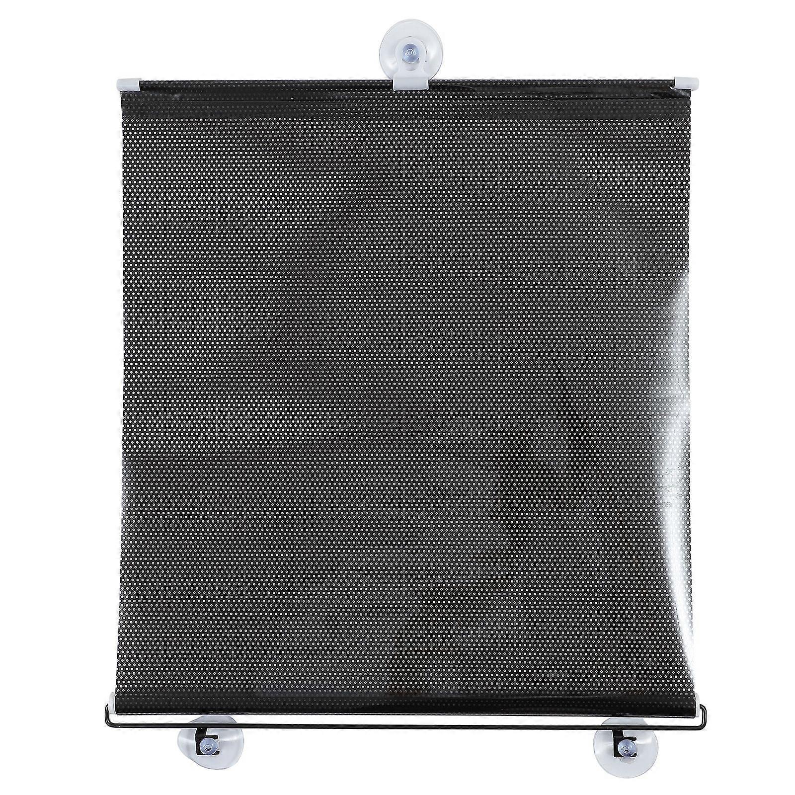 Free-perforated Balcony Suction Cup Sunshade Blackout Curtain Temporary Blinds Versatile Anywhere Portable Lightweight Drape for Door (Black Mesh Dot)