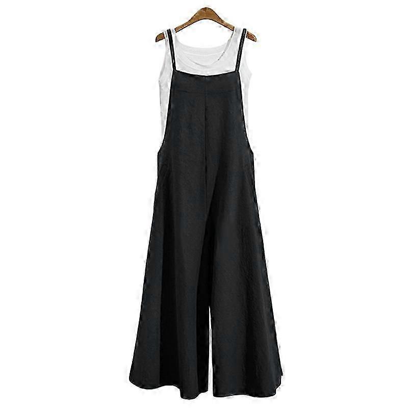 ZANZEA Mote Kvinner Løs Ensfarget Ermeløs Jumpsuit Lang Strømpeholder Overalls Bib Rompers