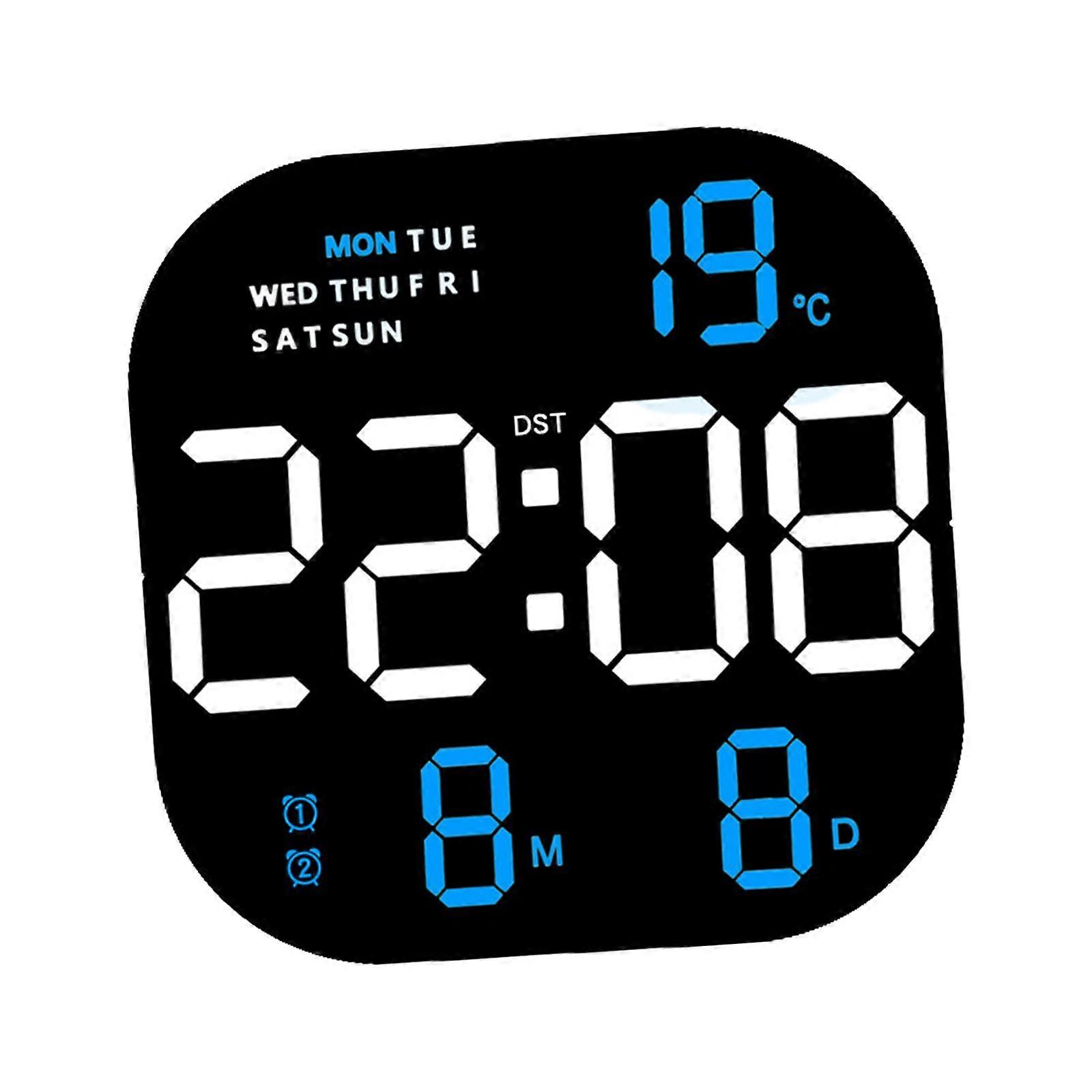 LED Desktop Alarm Clock Dimmable with Remote Control Large Screen Display 12H
