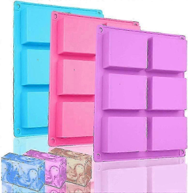 3 قطع قوالب الصابون سيليكون ، صابون العفن 6-تجويف مستطيل سيليكون العفن