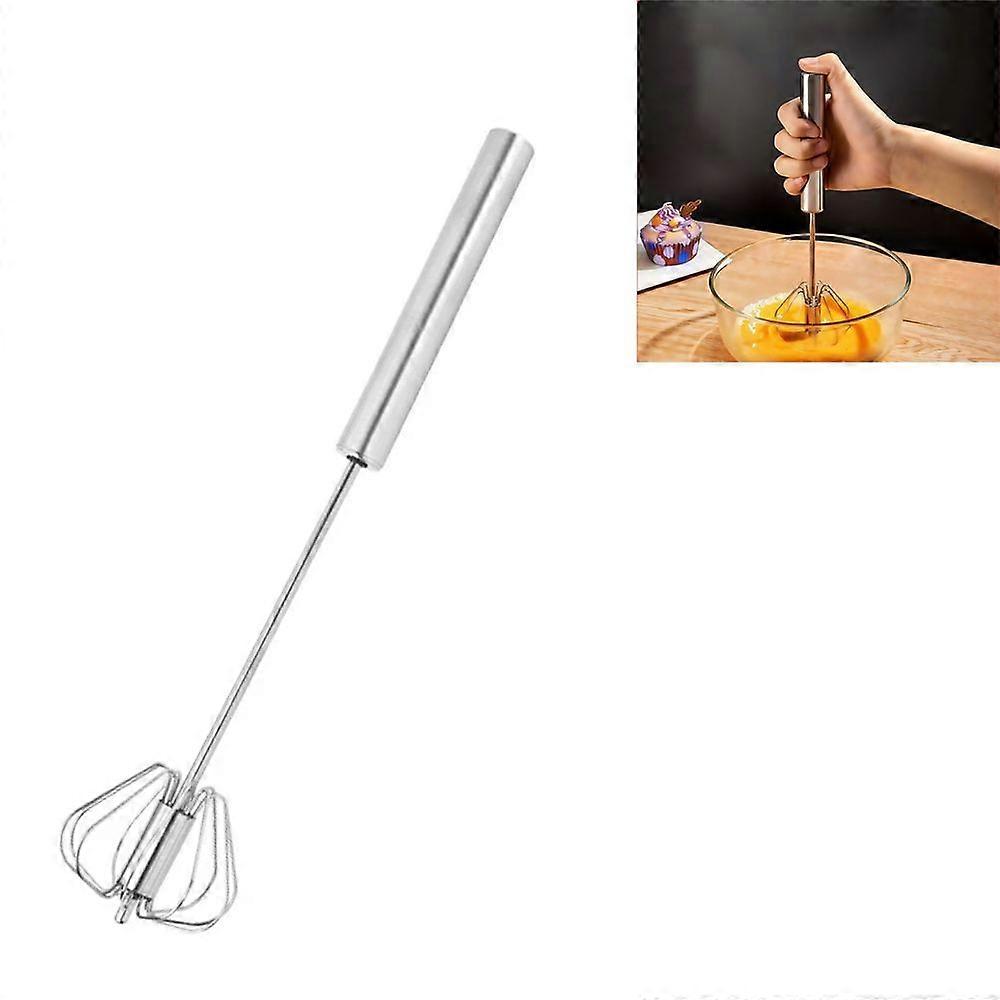 Stainless steel semi-automatic egg beater - silver - 1 piece