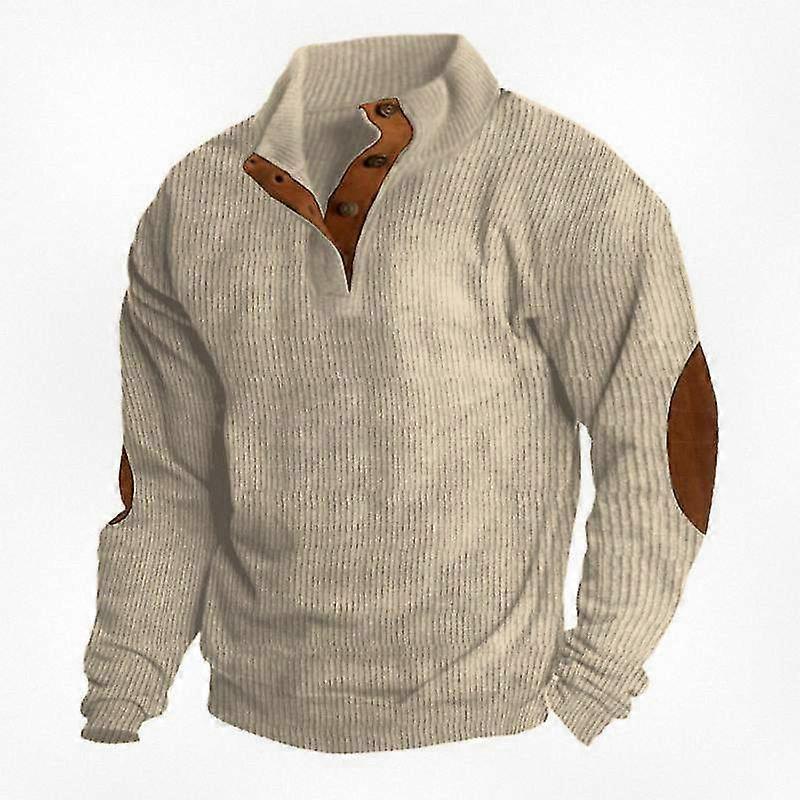 Herren Cord Hemd mit Knopfleiste und Reverskragen Langarmpullover Pullover