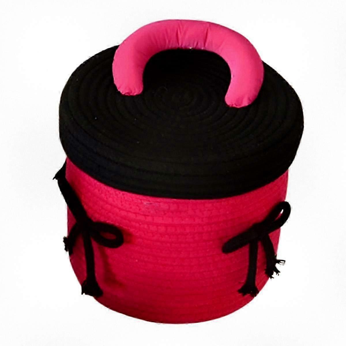 Woven Storage Baskets for Living Room, Desktop Sundries, Toy Storage Boxes, Decorative Furniture Racks in Rose Red