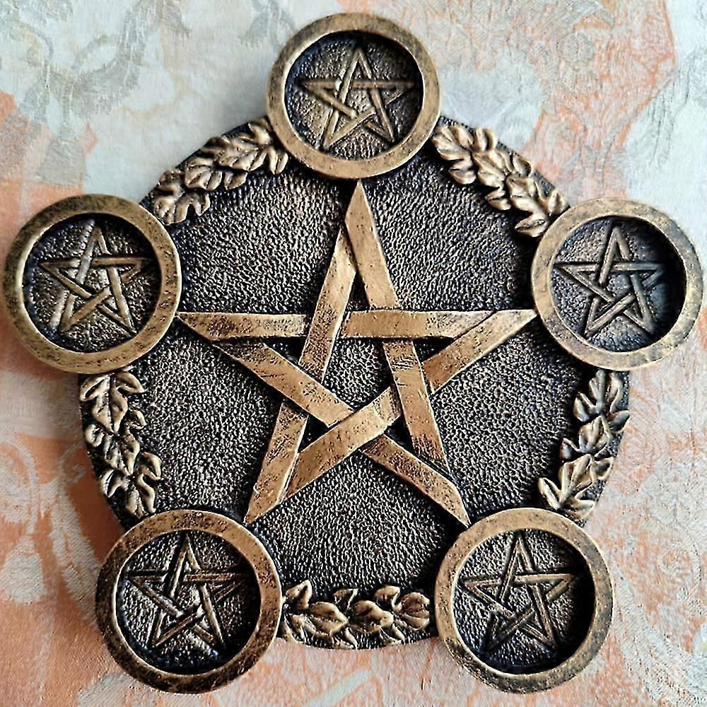 Pentagram Tealight, Astrology Resin Candlestick Table,Brass