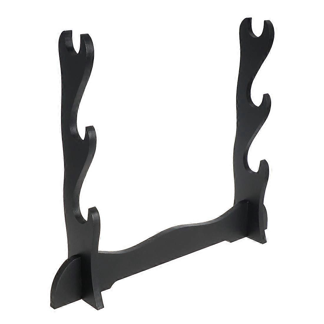 Wooden Sword Stand for Katana, Decorative Sword Holder for 1, 2 or 3 Swords, Black Holds 3 swords