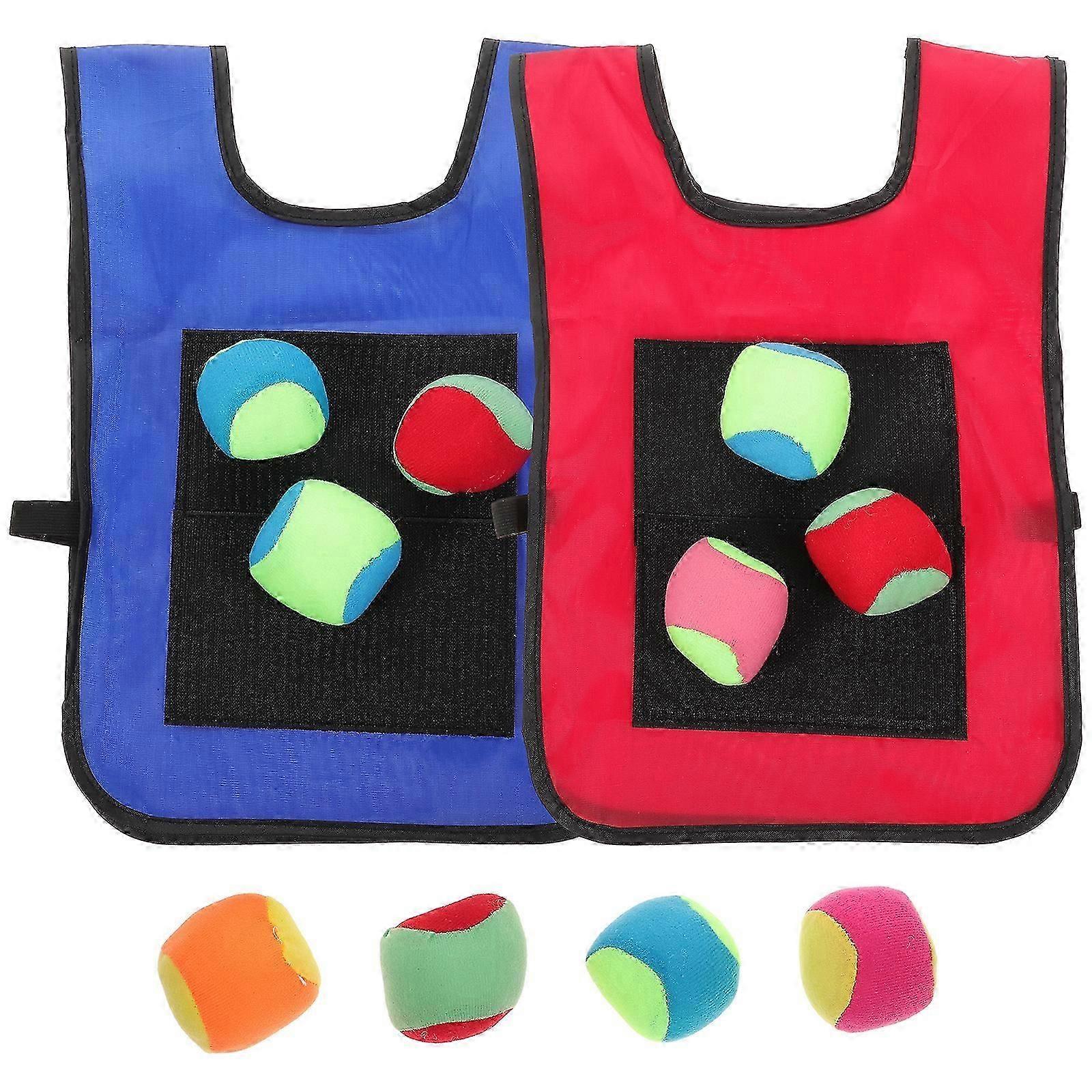 12 Pcs Toddler Outdoor Dodgeball Set with Sticky Vests & Foam Balls