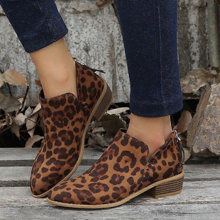 Women's Ankle Boots Suede Ankle Booties Side Zipper Booties Low Heel Dress Boots Classic Chunky Heel Modern Short Slip on Zipper Shoes