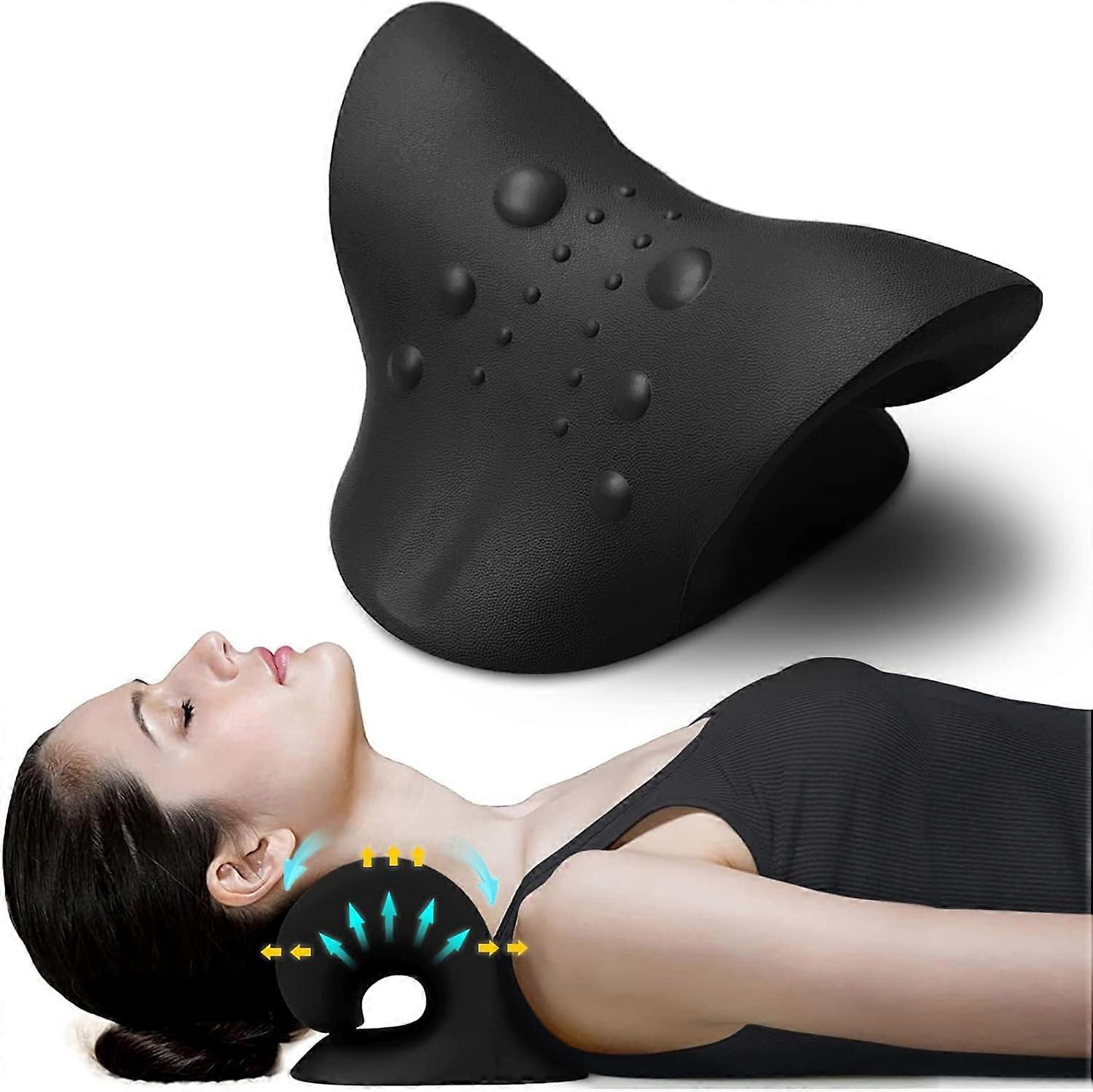 Neck stretcher, neck pain relief, neck support, cervical stretch, black