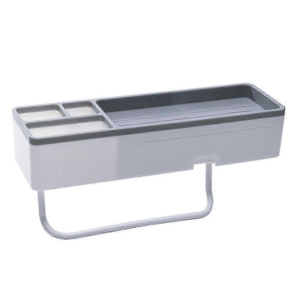 Wall-Mount Plastic Bathroom Shelf - 31.5x12cm No Drilling Needed
