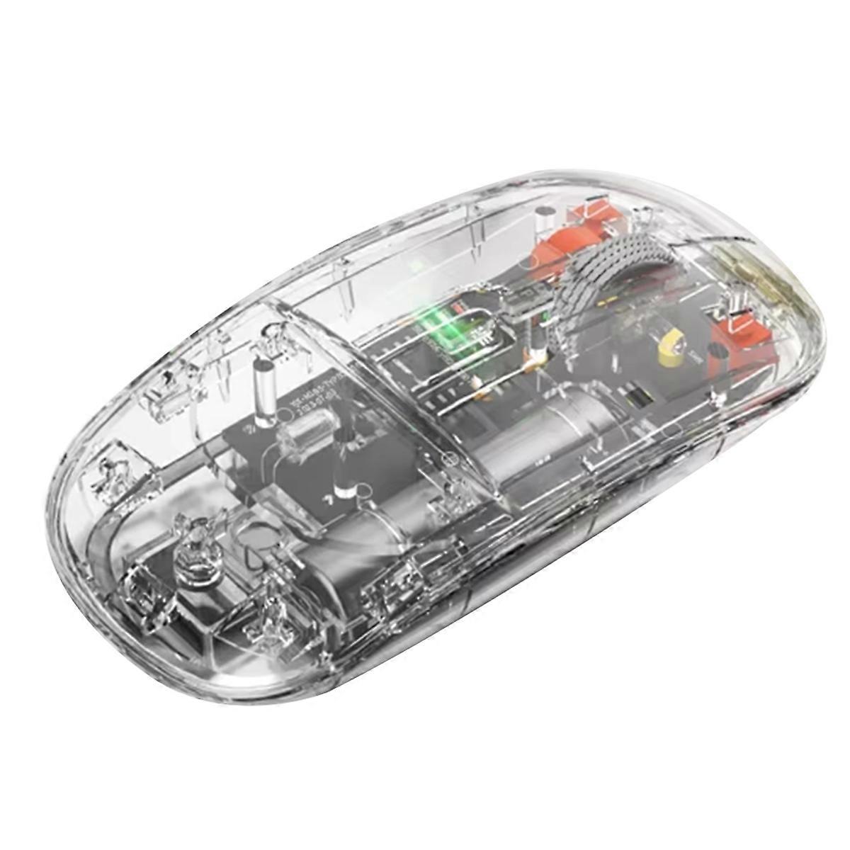 2400DPI Bluetooth Mouse Full Transparent Cool Silent Dual Mode 2.4G500Ah Rechargeable Ergonomic Uni