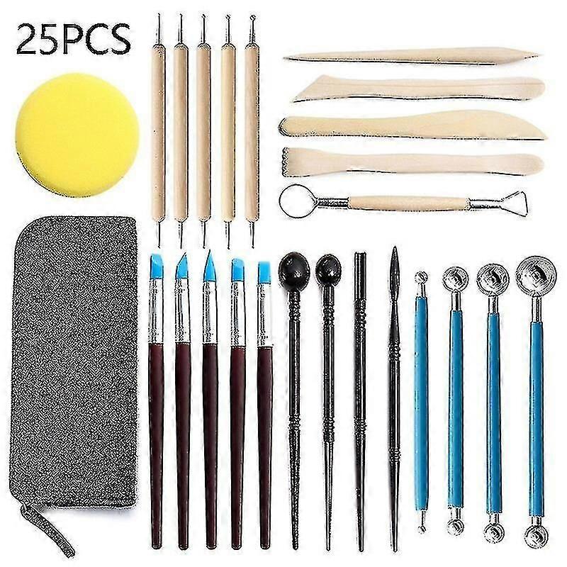 45pcs Polymer Clay Sculpting Tools Kit for Pottery, Ceramics & Modeling with Wooden Dotting Set