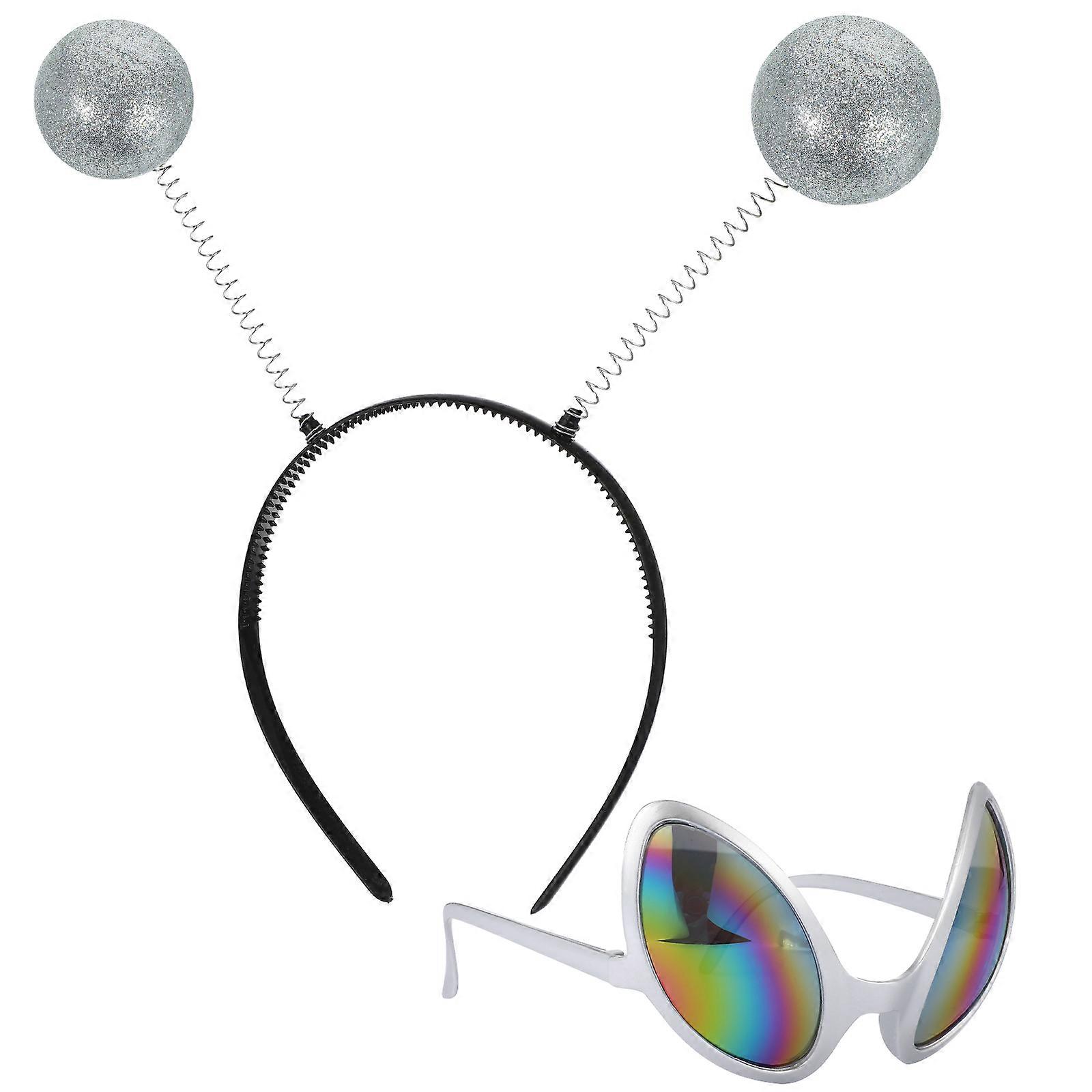 Cocar comemorativo com óculos de homem pires e argolas de cabelo combinando