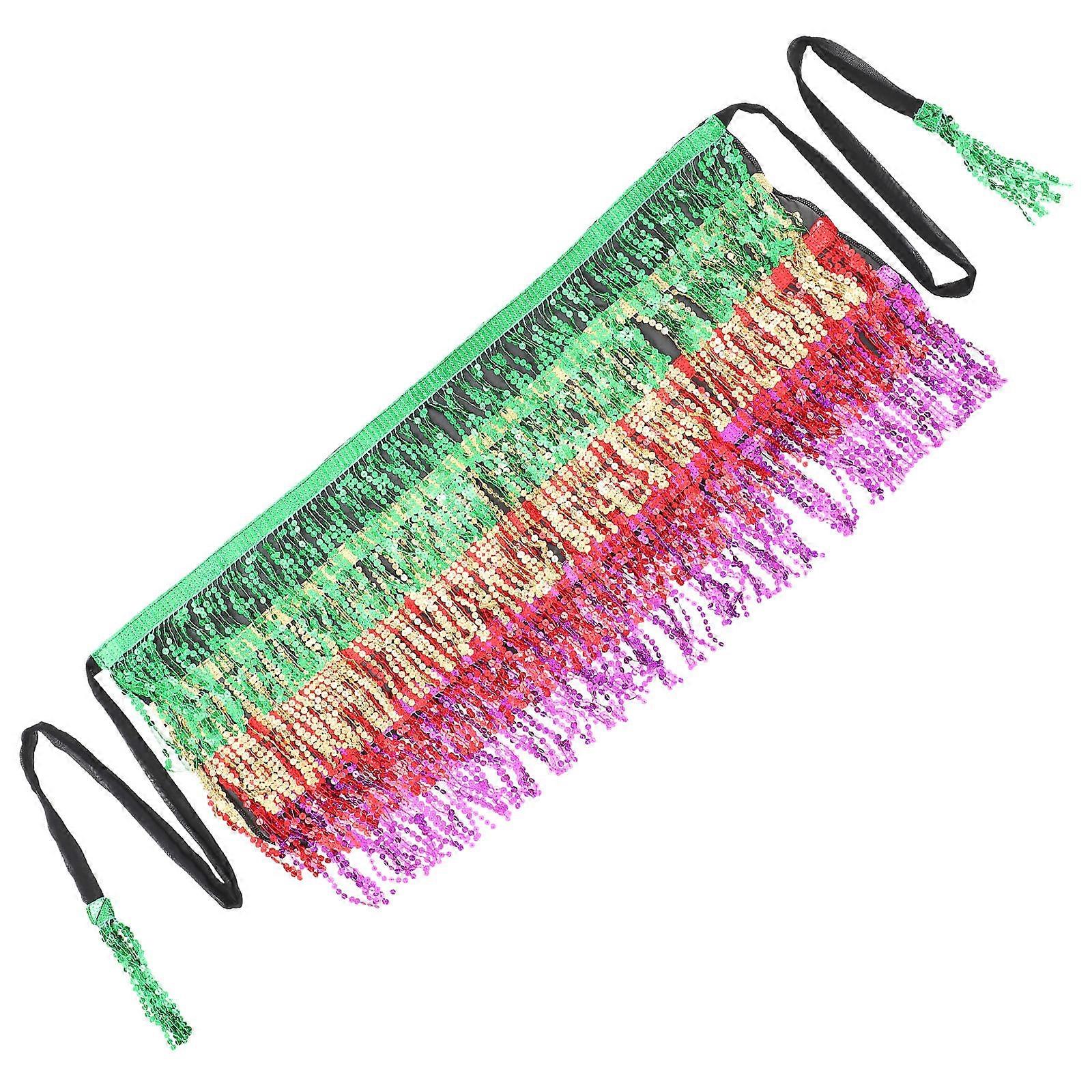 Dance Skirt Tassel Scarf Free Style Belt Multi Color Performance Wear Comfortable 1Set
